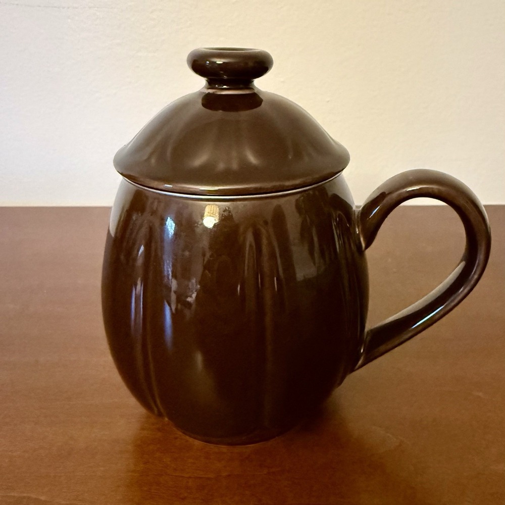 TEAVANA Brown Porcelain 8 oz. Tea Mug Cup and Lid 3 pc set